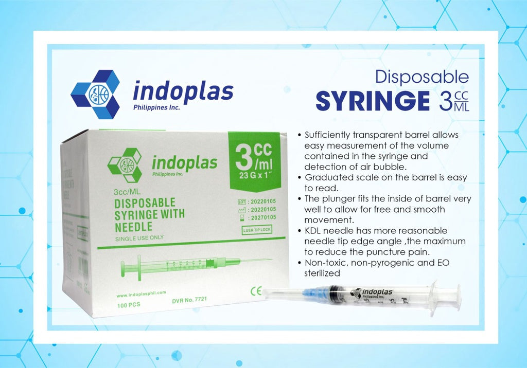 Indoplas 3cc Disposable Syringe 23 G x 1"