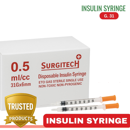Surgitech Disposable Insulin Syringe 0.5 mlcc G31